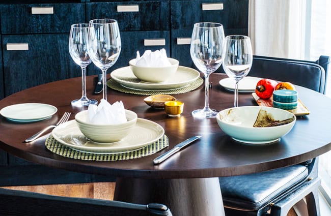 Table set up for dinner