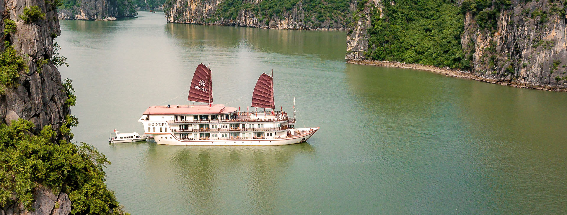 Ginger in Lan Ha Bay from above